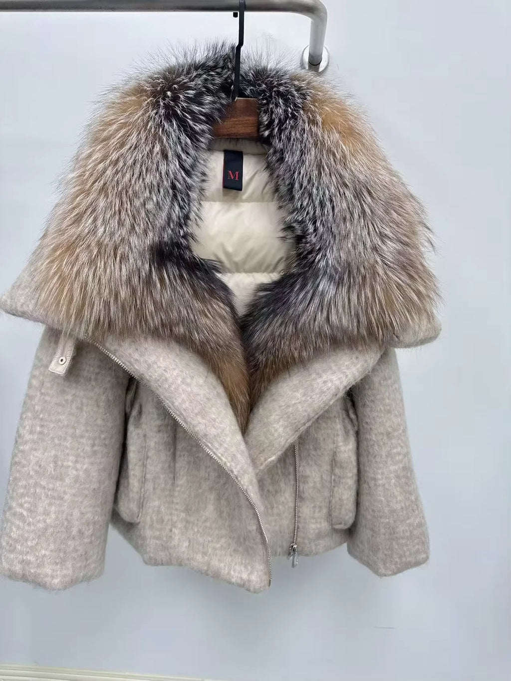 CXFS 2026 New Winter Fashion Wool Coat Splicing Down Jacket Lining With Oversized Fox Fur Collar Thick Warm Women's Coat - Matrix Studios