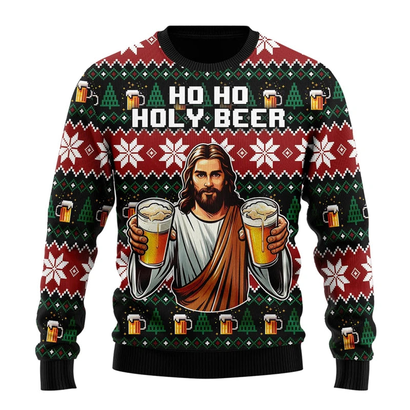 Fashion Beer Ugly Christmas Sweater For Women Clothes Hip Hop Bar Party Men Sweatshirts Casual Male Pullovers Beers Tracksuit - Matrix Studios