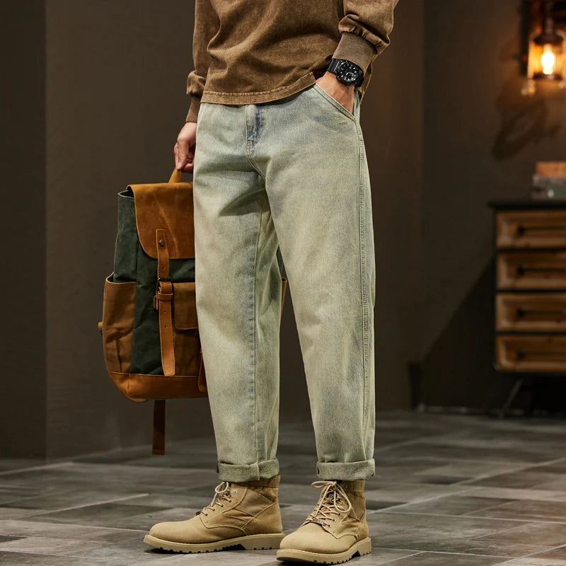 Men's 95% Cotton Jeans High Quality Loose Harem Pants Fashion Baggy Casual Outdoor Work Denim Pants Brand Men's Clothing - Matrix Studios