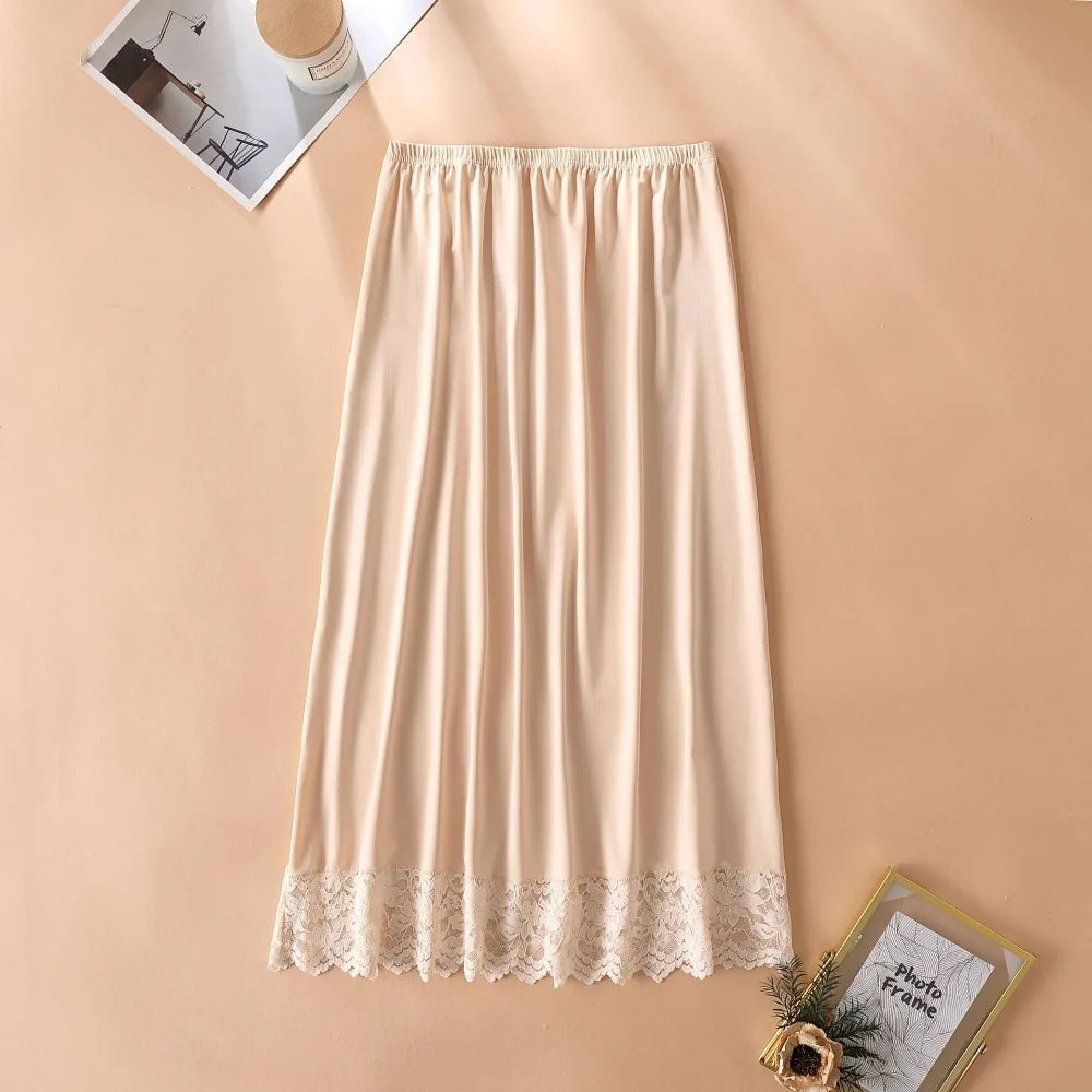 Thin Ice Silk Modal Female Half Length Skirt Lace Anti-Penetrating Underskirt Anti-glare Mesh Flower Innerwear Short Skirt Women - Matrix-studios.com