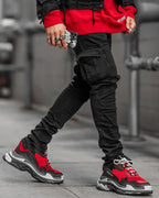 2026Jeans Men Pants Wash Solid Color Multi Pockets Denim Mid Waist Cargo Jeans Plus Size Fahsion Casual Trousers Male Daily Wear - Matrix Studios