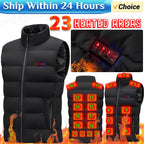 Men Autumn winter heating Cotton Vest 23 area Heated V neck vest Women Outdoor Flexible Thermal Winter Warm Jacket M-7XL - Matrix Studios