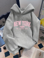 Women Loose Letter Pattern Fashion Hoodie Casual Style Geometric pattern Hooded Collar Casual Long Sleeve Pullover with Pockets - Matrix Studios