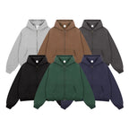 ZODF Trendy 2025 Winter Man Solid Fleece Boxy Hoodies Unisex 350gsm Double Head Zipper Hooded Sweatshirts Coat HY1122 - Matrix Studios