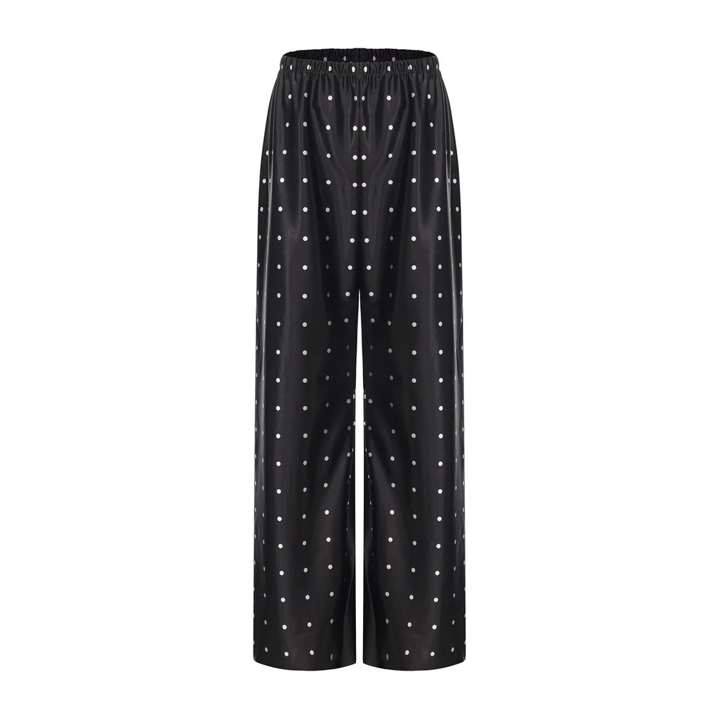 Satin Wide Leg Pants Long Floor Casual Pants Women's Summer