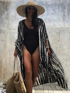 Beach Cover Ups for Swimwear Women Black Tie Dye Kimono Swimsuit Cape Summer Dress 2022 Beachwear Outfits Sales - Matrix Studios