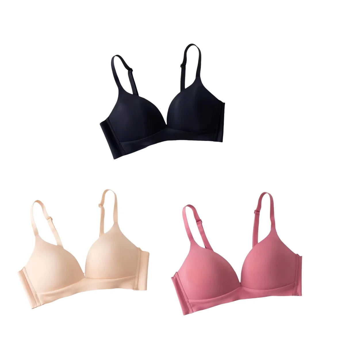 3Pcs/Set Seamless Bras For Women Non-wire Push-Up Bra Glossy Deep V Underwear Fixed 3/4 Cup Comfort Daily Wear Lingerie S-XXL - Matrix Studios