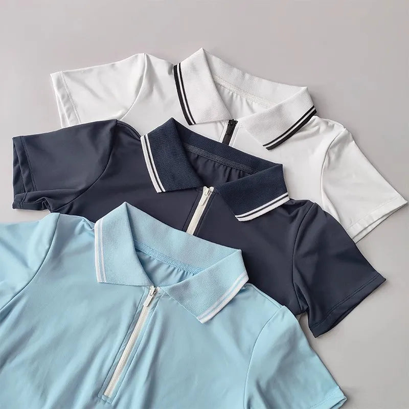 Women's 2-Piece Sports Tennis Sets Polo Sports Suit Stretchy Workout Shirt Outfits Golf Badminton Training Slim Fit Tracksuits - Matrix-studios.com