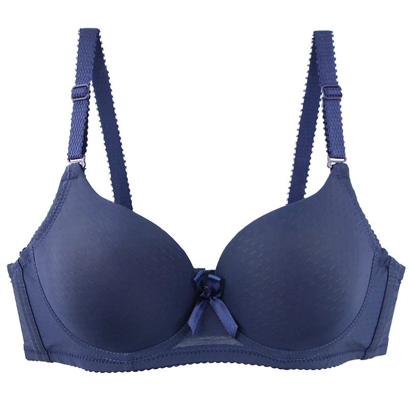 2025 New Sexy Plus Size Bras Bow Sweat Absorption Underwear For Women Solid Smooth Seamless Breathable ABC Cup Lingerie - Matrix Studios