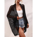 Openwork Open Front Longline Cover Up Crochet Knit Cardigan Sweater for Women Summer Vacation Beach Outfit - Matrix Studios