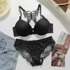 Hot selling 2-piece set of sexy red front button braissere beautiful back butterfly fashion bra push up women's set A2120 - Matrix-studios.com