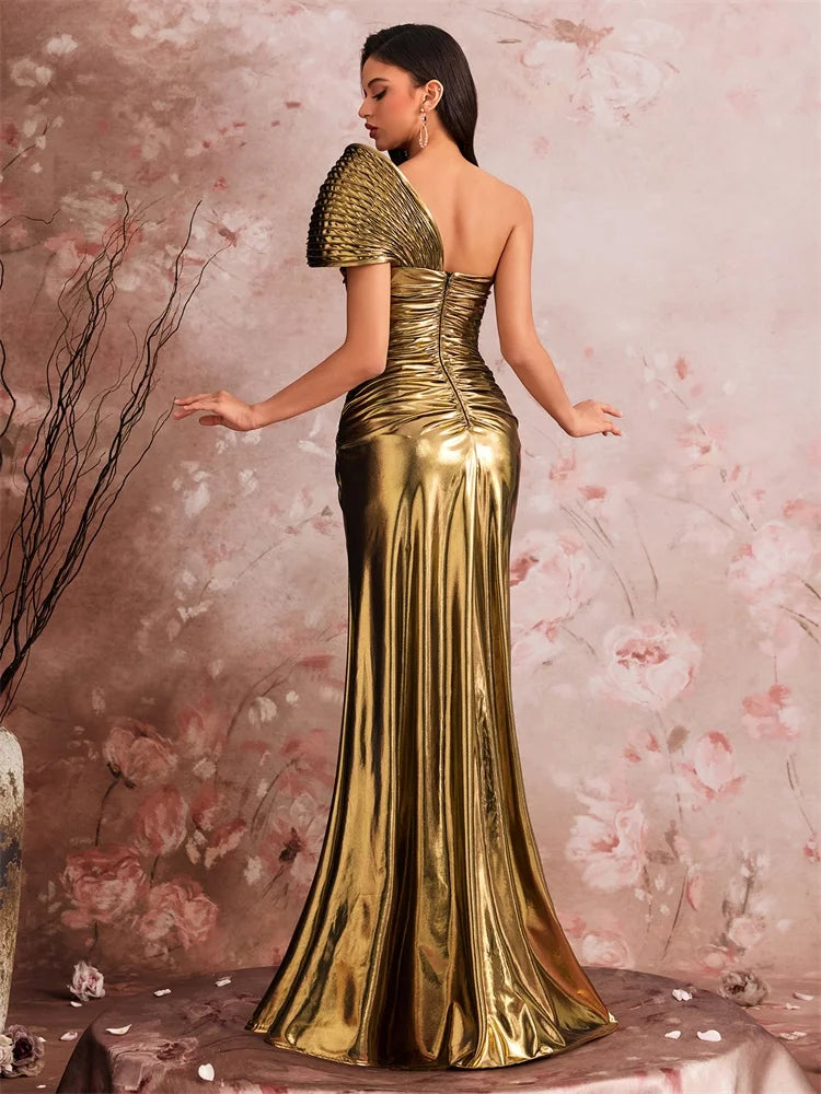 Lucyinlove Luxury Slanted Shoulder Fishbone Evening Dresses Woman Waist-cinching Mermaid Wedding Party Elegant Long Formal Prom - Matrix Studios