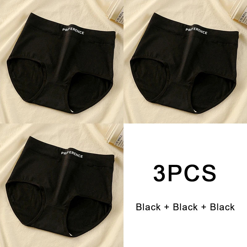 3PCS/set Color Panties Cotton Women Comfortable High-waist Underwear Soft Lingerie Breathable Female Panty Fitness Sports Briefs - Matrix Studios
