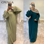 Warm Arabic Corduroy Abaya Dress for Women Ramadan Dubai Women Modest Muslim Coat Winter Islam Clothing New Turkey Solid Robe - Matrix-studios.com