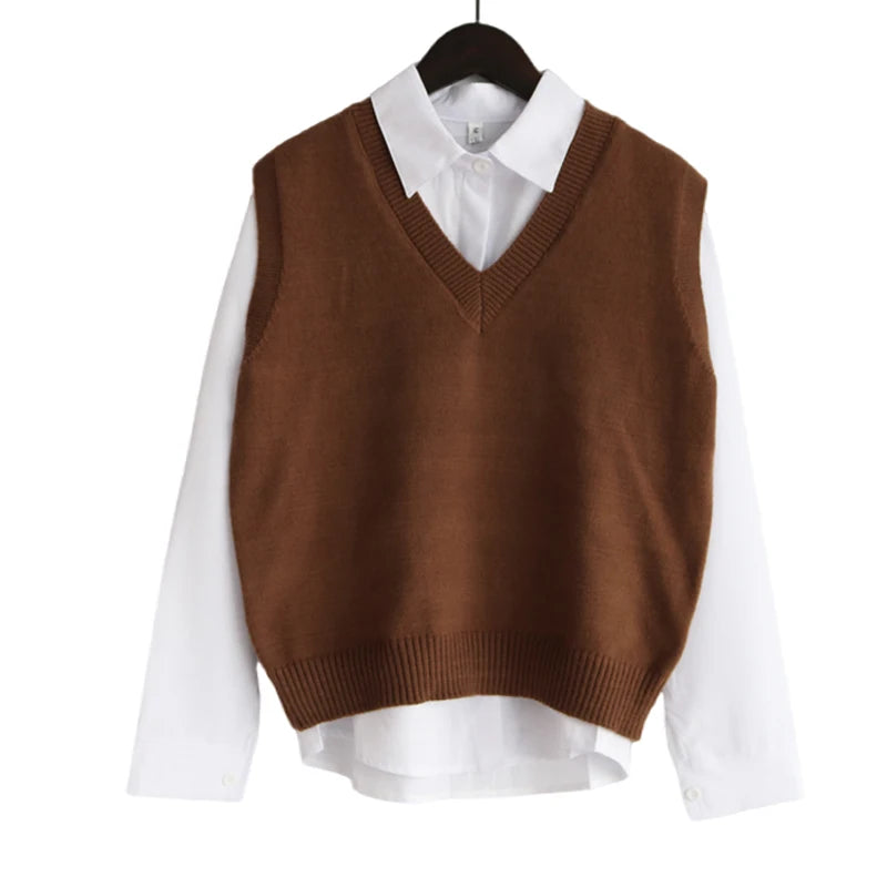 Fall Winter Sweater Vest Women 2026 Korean Fashion V Neck Sleeveless Knitted Pullover Waistcoat Female Loose Spring Jumper - Matrix Studios