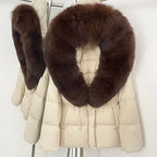 Reality Fur Jacket Real Fur Collar Duck Down Coat Female Winter Hooded Warm Fox Fur Coat Women Natural Raccoon Fur Puffer Jacket - Matrix Studios