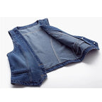 Women Vintage Denim Waistcoat Jacket 2026 Spring New Female Short Slim Sleeveless Coat Vest 6XL Single Breasted Solid Casual Top - Matrix Studios