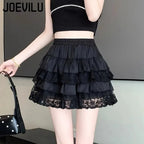 Gothic Lace Tutu Skirt Elastic Sexy Lace Mini Tulle Skirts Party Club Dancer Wear Black Bottoms High Street Y2k Women Clothing - Matrix-studios.com