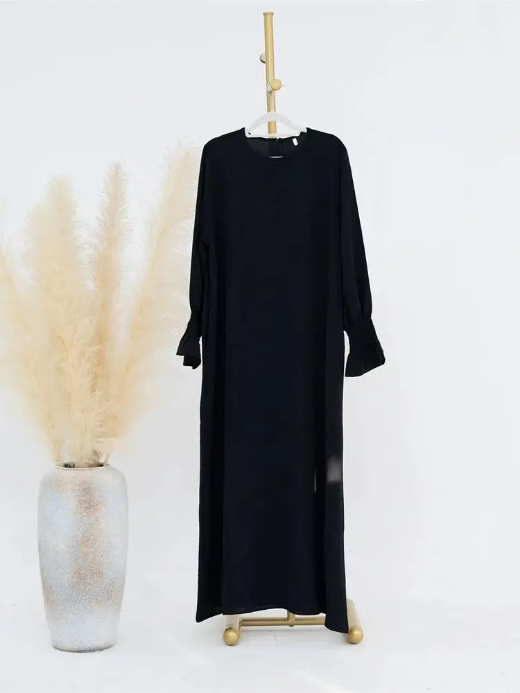 Eid Jersey Solid Modest Under Abaya Dubai 2024 Palestine Women Islamic Clothing Muslim Kaftan Inner Dresses Robe Femme Musulmane - Matrix-studios.com