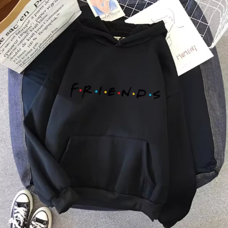 Women Friends Print Hoodie Long Sleeve Pullover Fashion Clothing Casual Solid Color Female Spring Autumn Fashion Streetwear - Matrix Studios