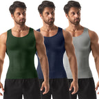 Men's Tight Vest Solid Leisure Sports Fitness High Stretch Running Tank Top Round Neck Sleeveless T-Shirt Can Be Built Inside - Matrix Studios