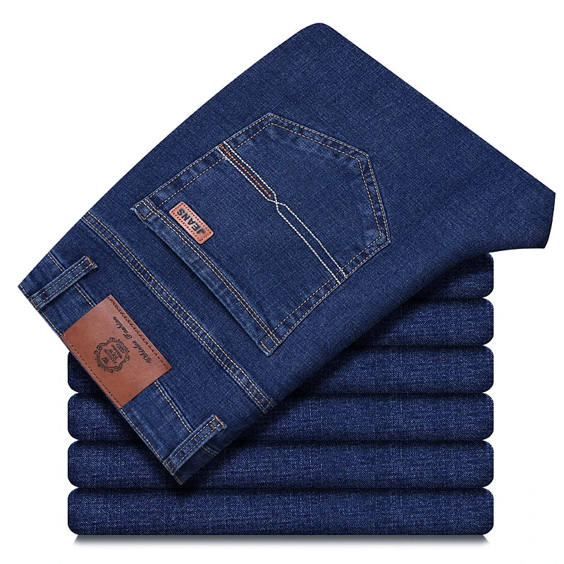 2026 New Style Business Men's Jeans Casual Straight Stretch Fashion Classic Blue Black Work Pant Denim Trousers Male Clothing - Matrix Studios