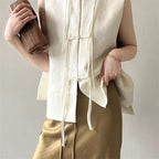 Chinese New Plate Button Vest Jacket 2025 Spring New Jacquard Stand Collar Sleeveless Waistcoat Retro Women Cheongsam Tops - Matrix Studios