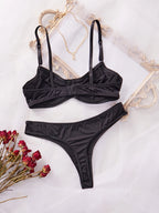 Ladies Smooth Comfortable Thin Underwear Women Sexy Nightwear Inner Solid Color Sleep Underwear Bra Set - Matrix-studios.com