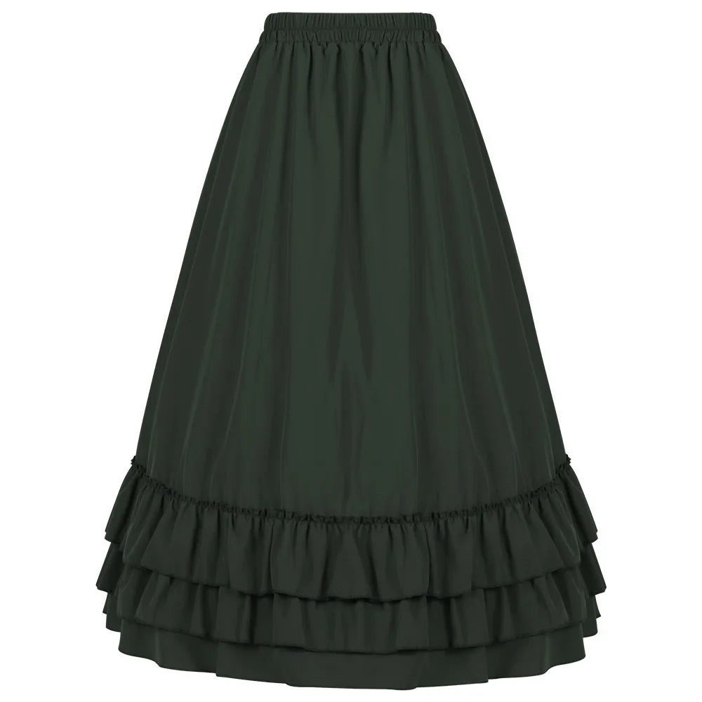 Brown Ruffled High Waisted Long Victorian Skirt Steampunk Skirts Womens Party Wear Gothic Vintage Clothes Medieval Costume Sexy - Matrix-studios.com