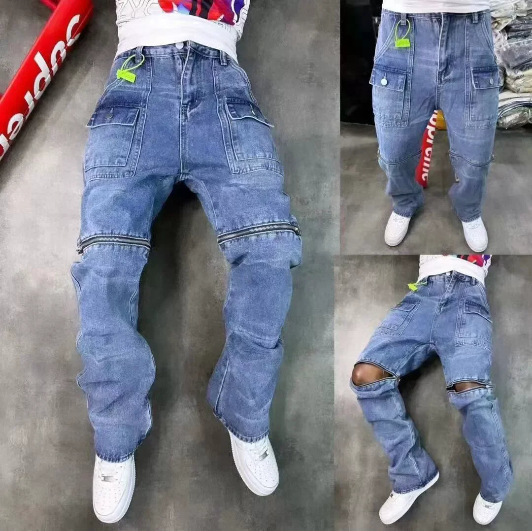 2025 Vintage Men's Jeans Distressed Vibe Bell Bottoms Clean Fit Woodworking Workwear Denim Pants For Outdoor Trade - Matrix Studios