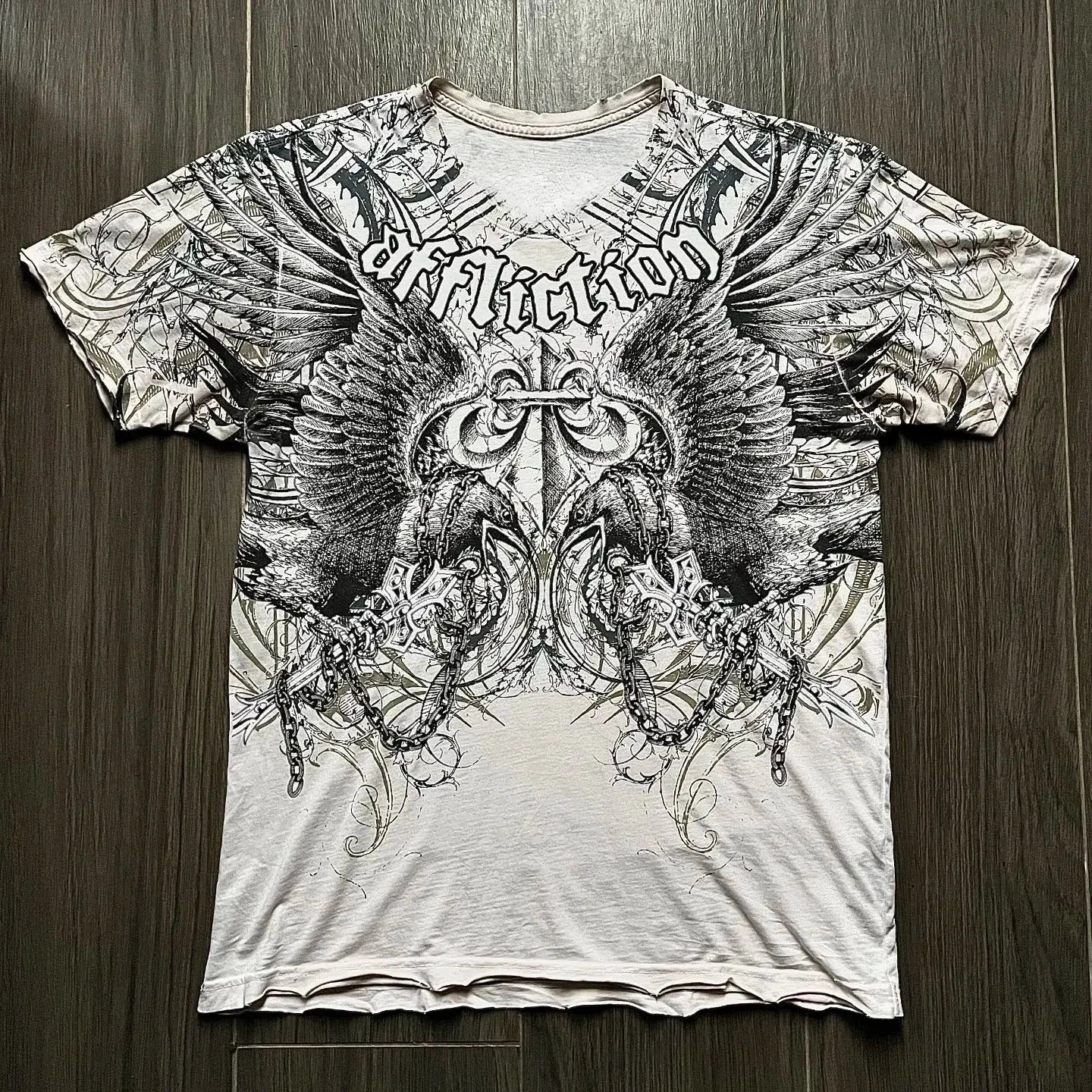 Y2K Affliction T Shirt Vintage Clothing Punk Hip Hop Graphic Print Oversized T shirt Women Round Neck Cotton Short Sleeve Tops