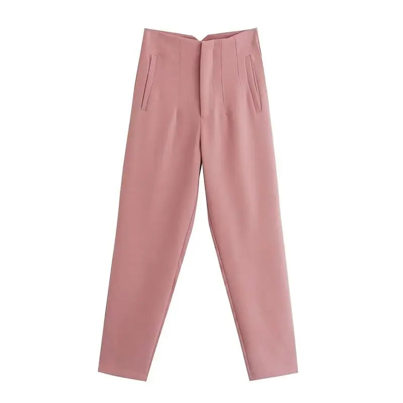 Koekop Office outfits Pencil Trousers Black Pink White Ladies Pants Fashion Office Wear High waist Pants for Women Formal Pants - Matrix-studios.com