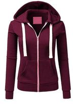 2024 Autumn/Winter New Women's Personalized Fashion Sports Hoodie Long Sleeve Drawstring Pocket Zipper Coat Woolen Sweater Top - Matrix Studios
