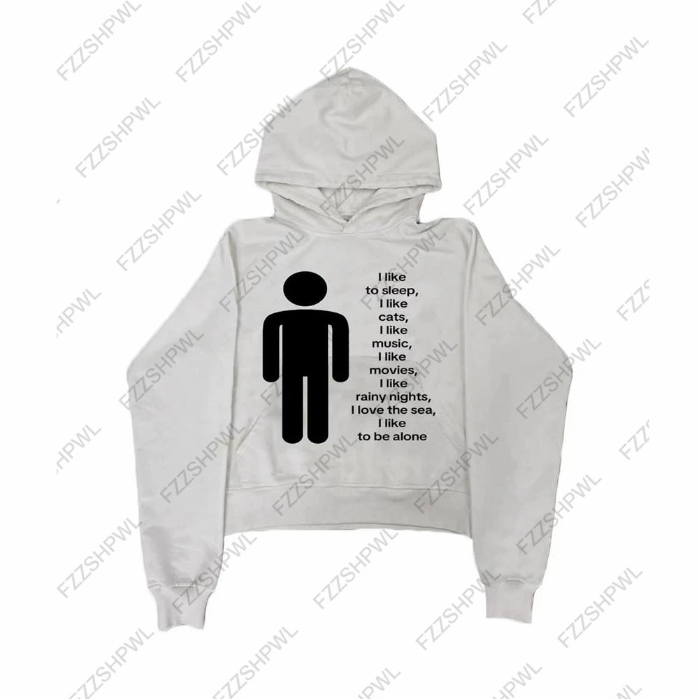 American y2k Harajuku street vintage trend autumn and winter, unique hip-hop punk print for both men and women, pullover hoodie