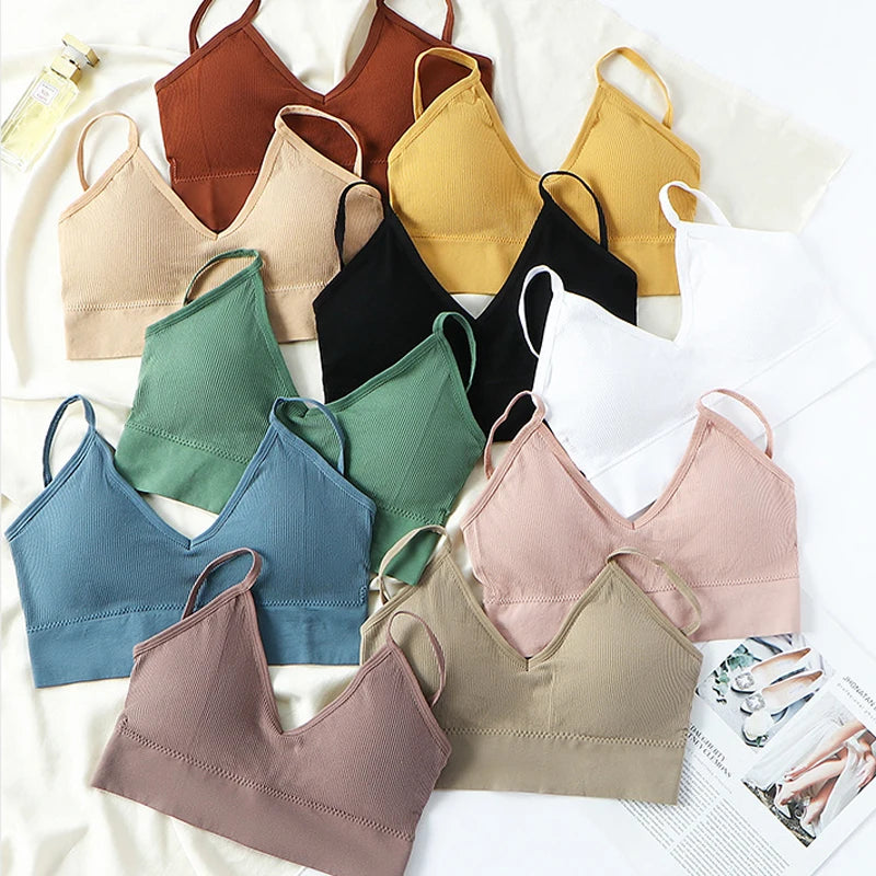 Qisin French Backless Push Up Underwear Set Women Sexy Seamless Bralette Female Lingerie Soft Tank Crop Top Gym Sport Bra Set - Matrix-studios.com