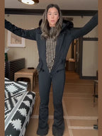 Chic Faux Fur Patchwork Women's Ski Jumpsuit High Wait Belt Zippers Pocket Lady Ski Wear 2025 Winter Spring Female Romper - Matrix Studios