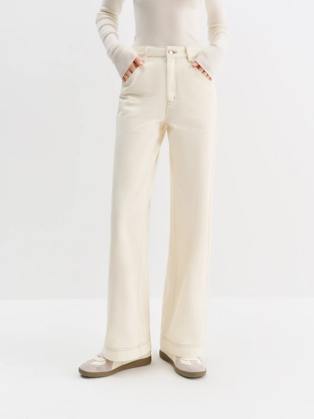 FSLE Straight High Waist Jeans for Women Winter Solid Simple All-match 2025 New Long and Short Versatile Pants Korean Style - Matrix-studios.com