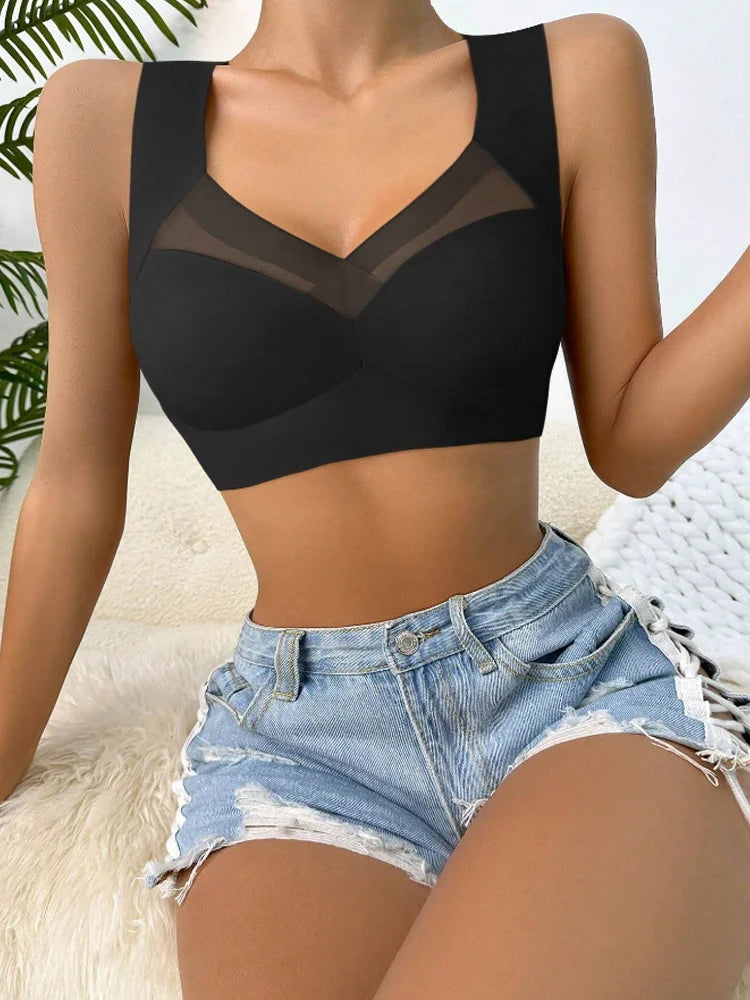 2PCS Women Lace Sport Bras Plus Size Seamless Bra Bralette Backless Lady Brassiere Vest Female Gather Shock-Proof Wireless L-3XL - Matrix Studios