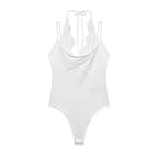 Women's Jumpsuit 2026 Spring New Solid Color Halter Neck Lace Splice Sexy Slim-Fit Romper Personalized Fashion - Matrix Studios