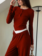 Hirsionsan Modal Soft Loose Sets Women 2026 Casual Two Pieces Long Sleeve T Shirts and High Waist Dresses Outfits Tracksuit - Matrix-studios.com