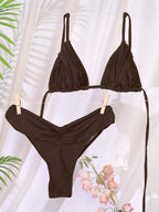 Sexy Folds Bikini Set Solid Micro Bikinis Women Swimsuit Female Triangle Swimwear Beach Wear Bathing Suit - Matrix-studios.com