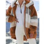 Oversized Jacket for Women Coat 2025 Autumn Winter Warm Plush Pocket Hooded Streetwear Loose Lady Zipper Cashmere Outerwear Coat - Matrix-studios.com