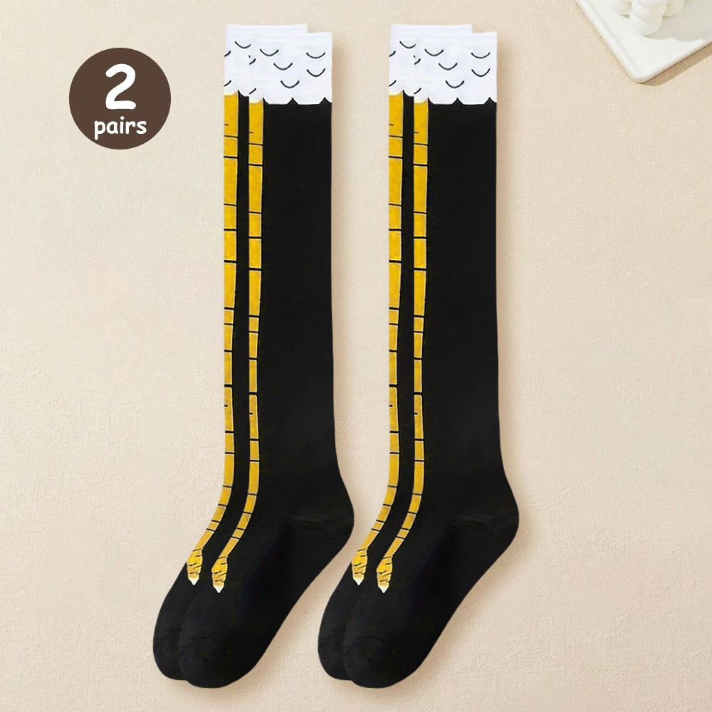 1/2/5/10 Pairs Women Knee High Socks Trendy Cartoon Funny Chicken Claw Socks Fitness Sport Casual Slim Leg Long Tube Socks Women - Matrix Studios