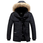 Winter Men Fur Hooded Parkas Man Snow Mountain Ski Thermal Coats Men -30 Degree Thicken Warm Down Padded Jackets Clothing - Matrix Studios
