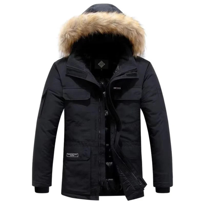 Winter Men Fur Hooded Parkas Man Snow Mountain Ski Thermal Coats Men -30 Degree Thicken Warm Down Padded Jackets Clothing - Matrix Studios