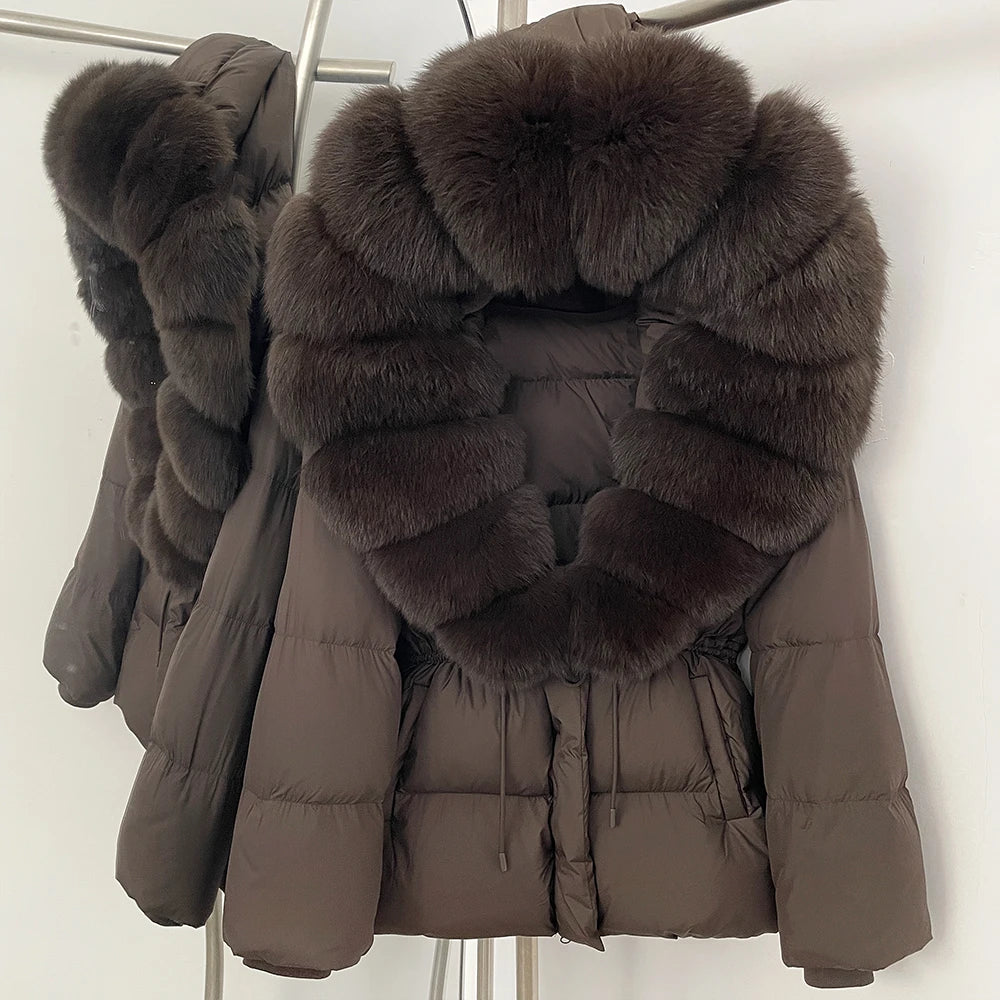 Reality Fur Jacket Real Fur Collar Duck Down Coat Female Winter Hooded Warm Fox Fur Coat Women Natural Raccoon Fur Puffer Jacket - Matrix Studios