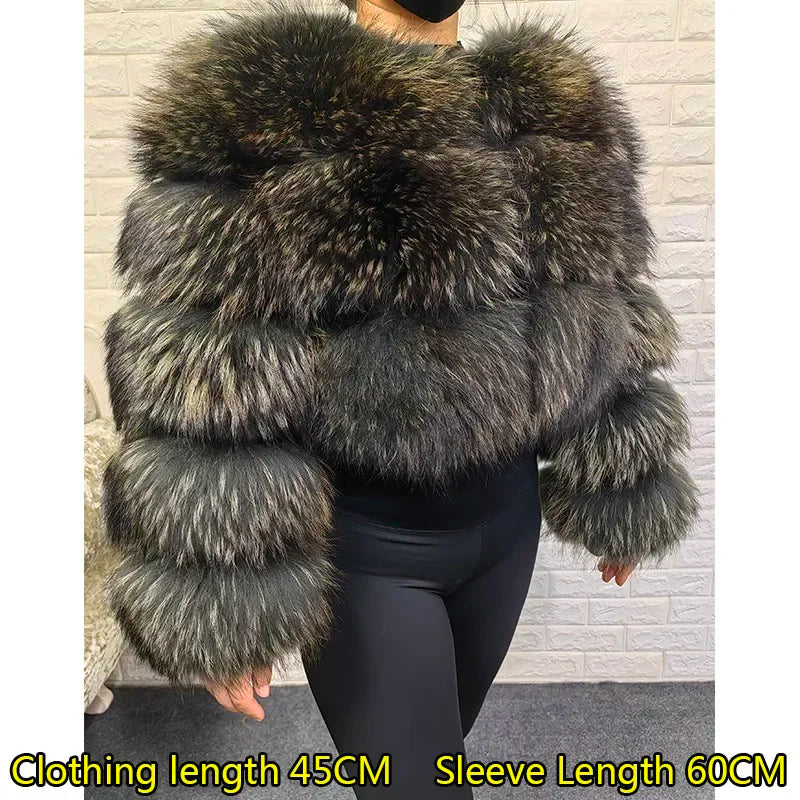 MAOMAOKONG Super Hot Winter Women Luxury Thick Real Raccoon Fur Coat Natural Fox Fur Jacket Plus Size Furry Jackets Female Vest - Matrix Studios