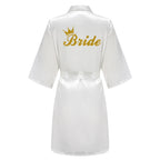 Rose Gold Satin Team Bride Bridesmaid Robe Wedding Bathrobe Gown Women Dressing Sleepwear Mother Maid of Honor Kimono - Matrix-studios.com