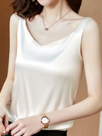 Korean Silk Women Blouses Shirt Woman Satin Blouse Tops Women Satin Lace Embroidery Blouse Top Woman V-neck Printing Shirts Tops - Matrix-studios.com