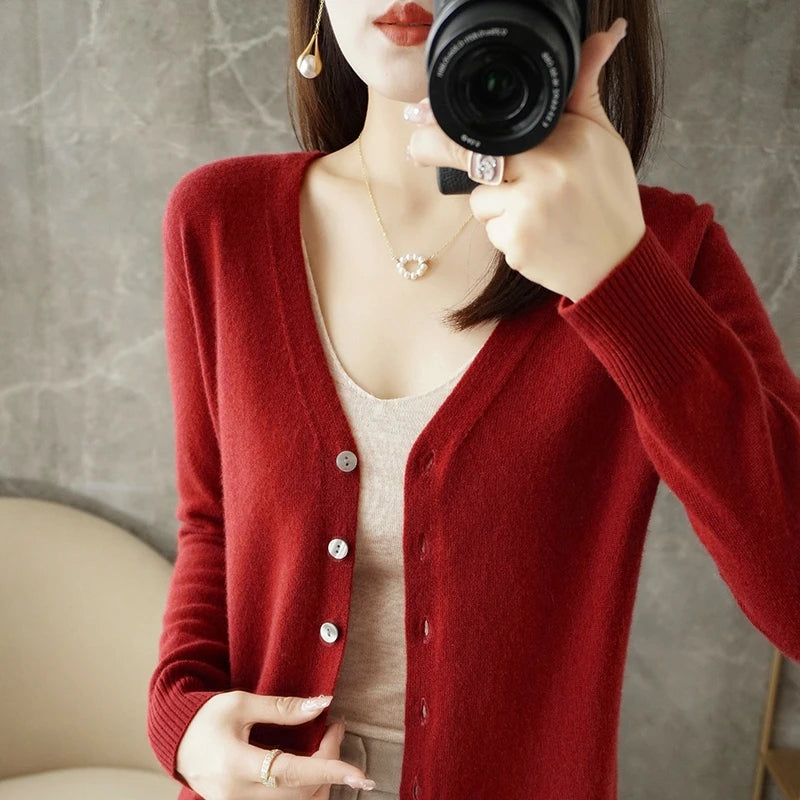 2026 New V-Neck Temperament Small Fragrant Wind Women Loose Sweater Coat Special Offer Cardigan ZHI D035 - Matrix Studios